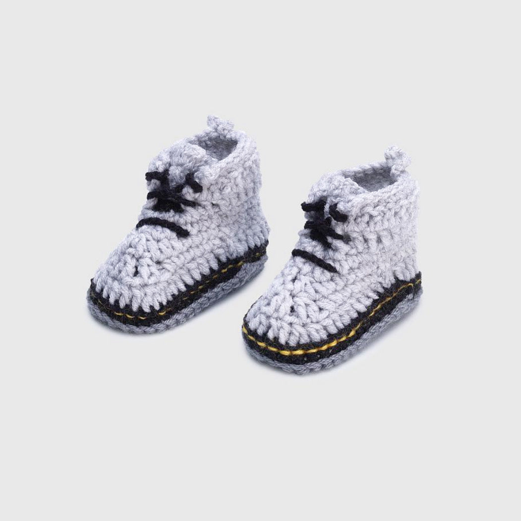 Handmade Baby Crochet - Grey Boots